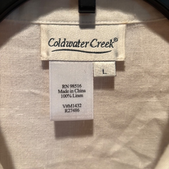 Coldwater Creek Linen Button Front Blouse in White Large - Picture 4 of 7